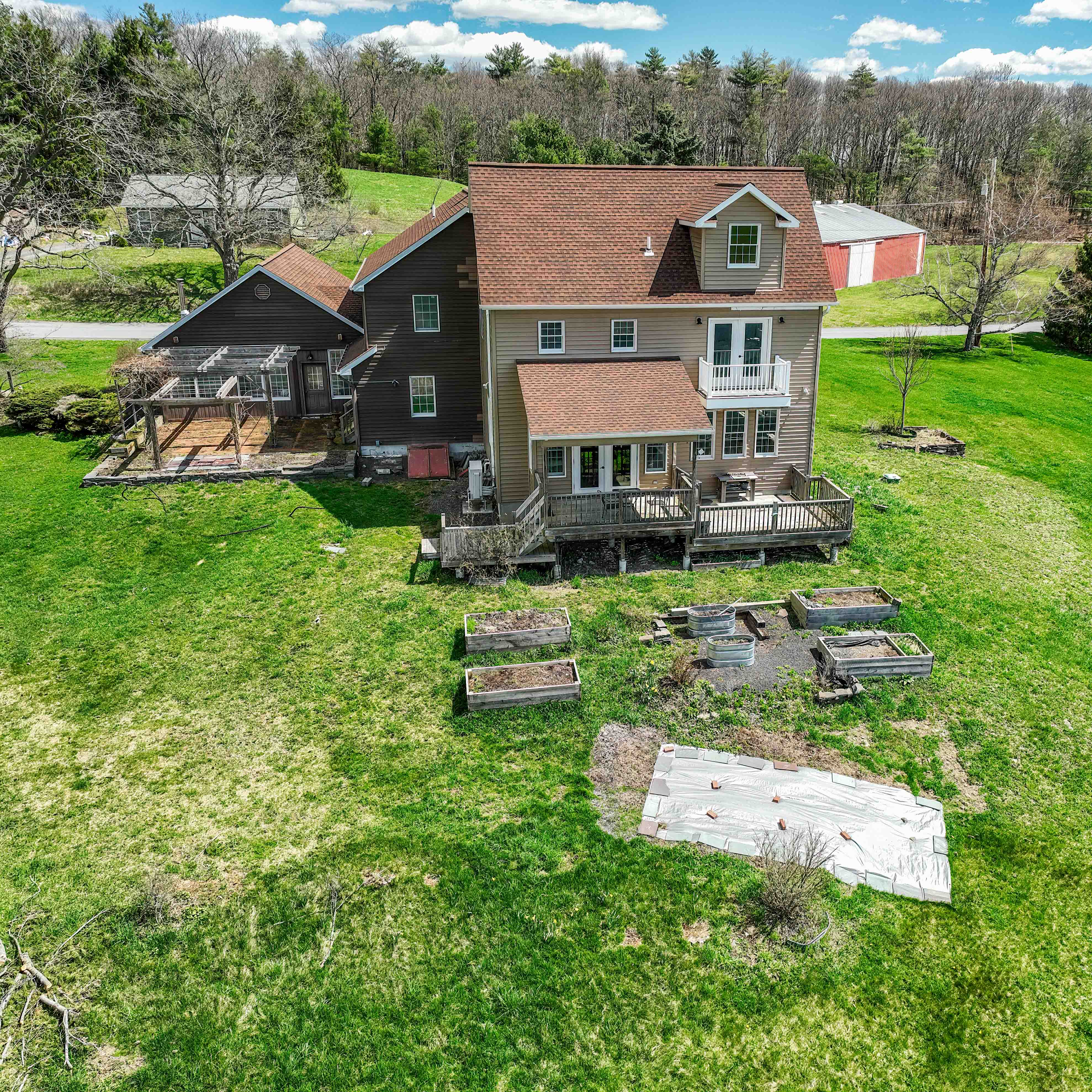 Hudson Valley Exterior via Aerial Imagery Aerial view of rural home - real estate photography Upstate NY
